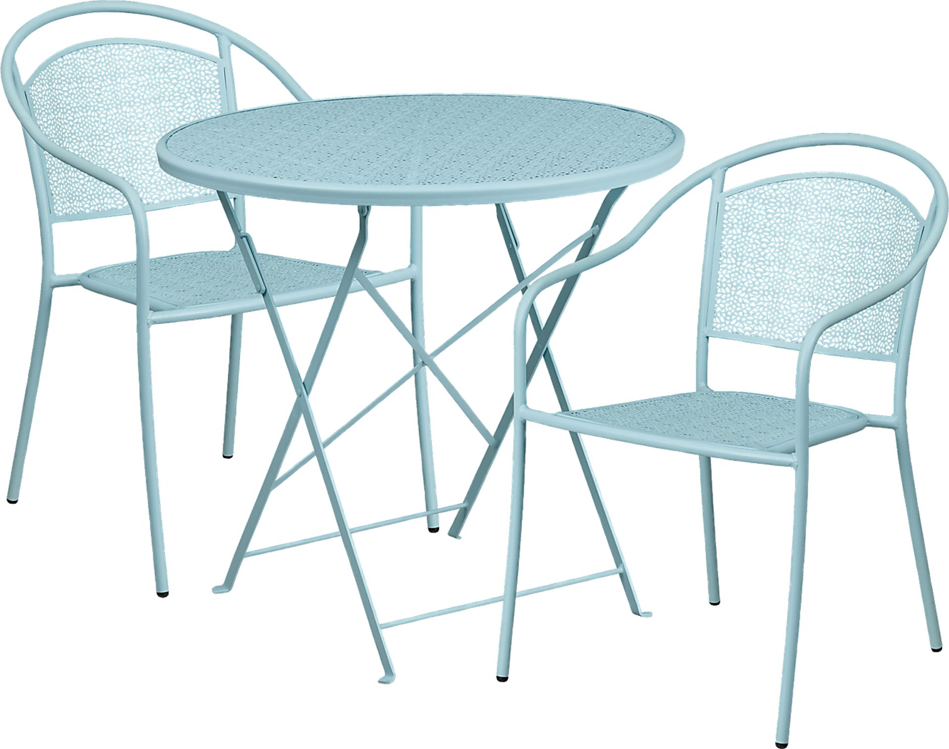 Sunnyside Terrace Blue 3 Pc 30 in. Round Folding Patio Set - Image 1