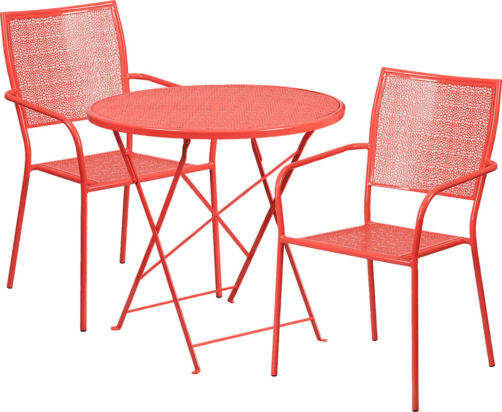 Sunnyside Terrace Coral 3 Pc 30 in. Round Folding Patio Set - Image 1