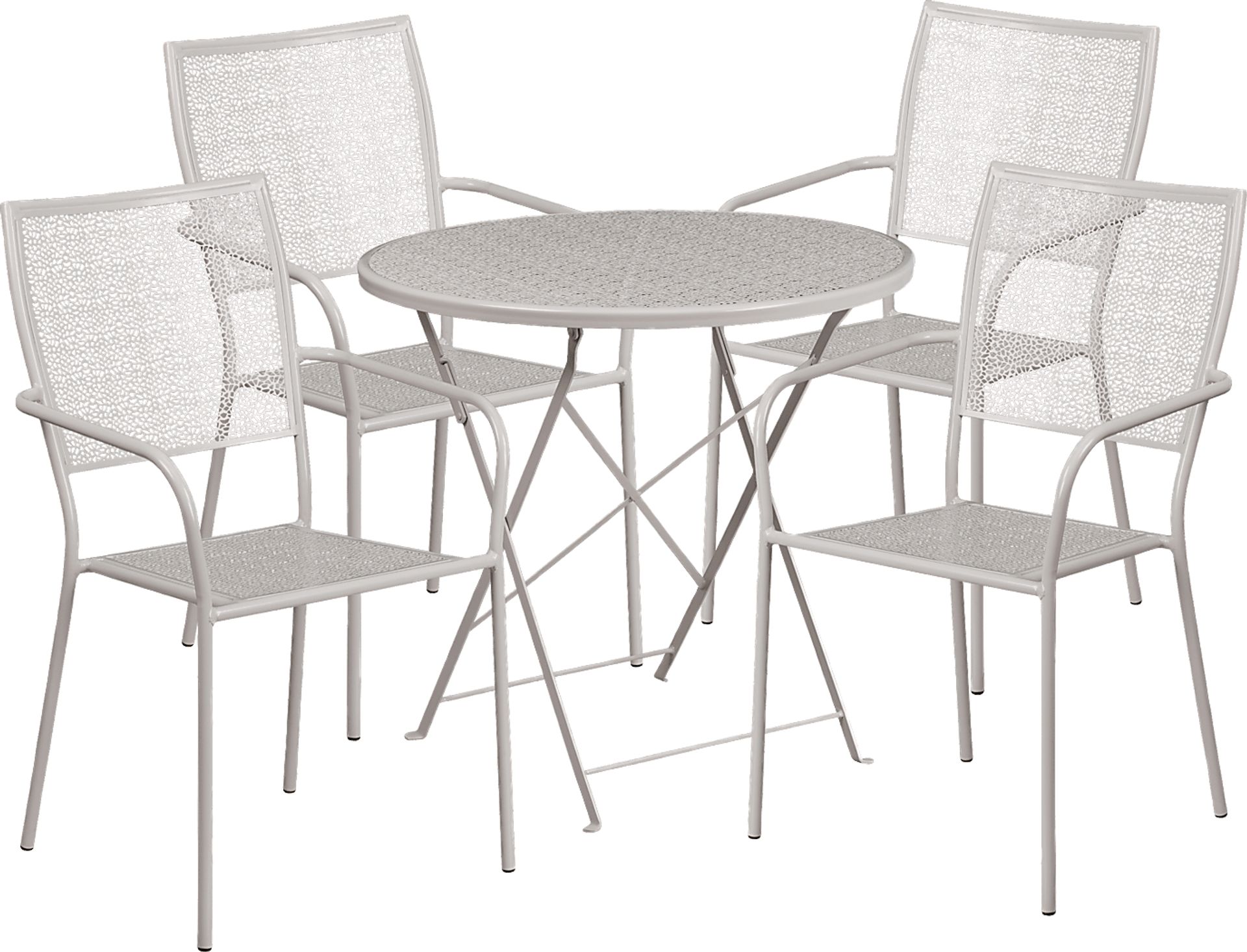 Sunnyside Terrace Light Gray 5 Pc 30 in. Roung Folding Patio Set - Image 1