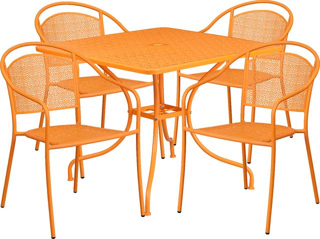 Sunrise Garden Orange 5 Pc 35.5 in. Square Patio Set - Thumbnail - Image 1