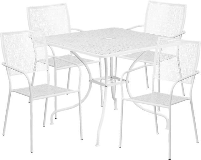 Sunrise Garden White 5 Pc 35.5 in. Square Patio Set - Thumbnail - Image 1