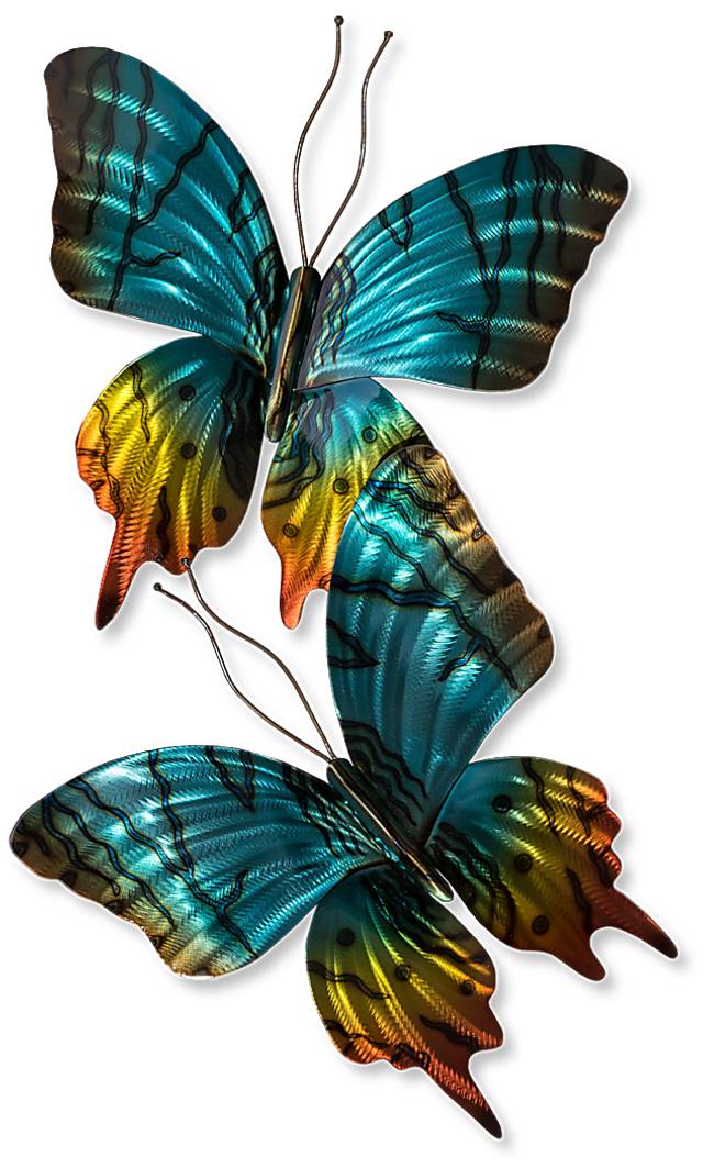 Sunset Moth Pair Teal Outdoor Artwork - Thumbnail - Image 1