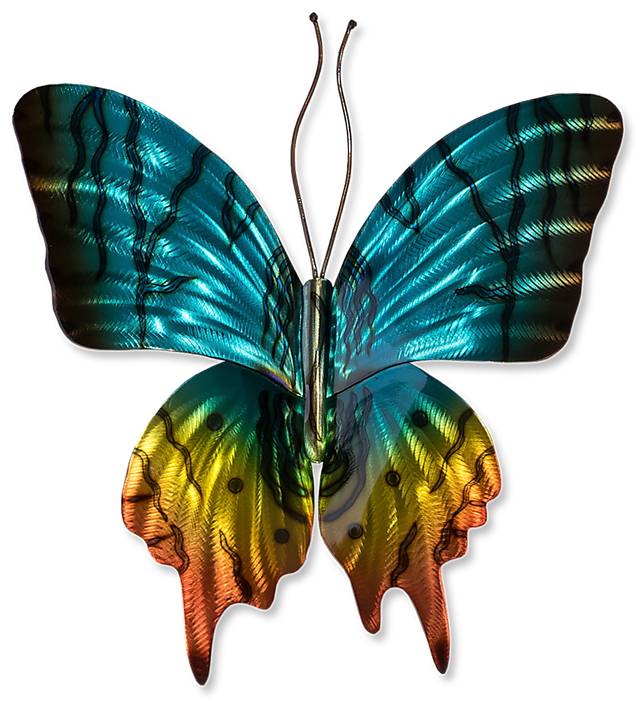 Sunset Moth Teal Outdoor Artwork - Thumbnail - Image 1