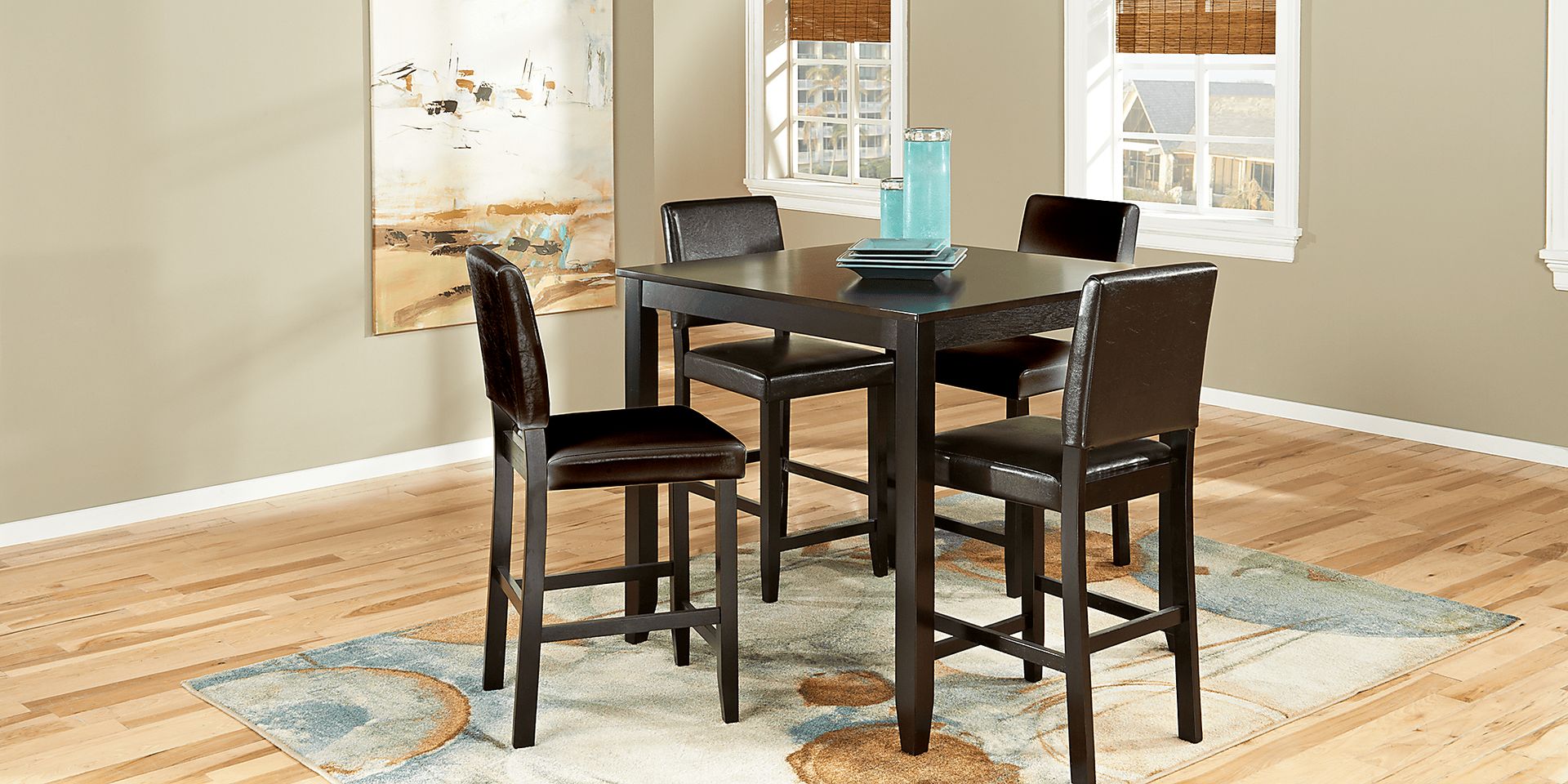Sunset View Brown Cherry 3 Pc Counter Height Dining Set with Brown Stools - Image 2