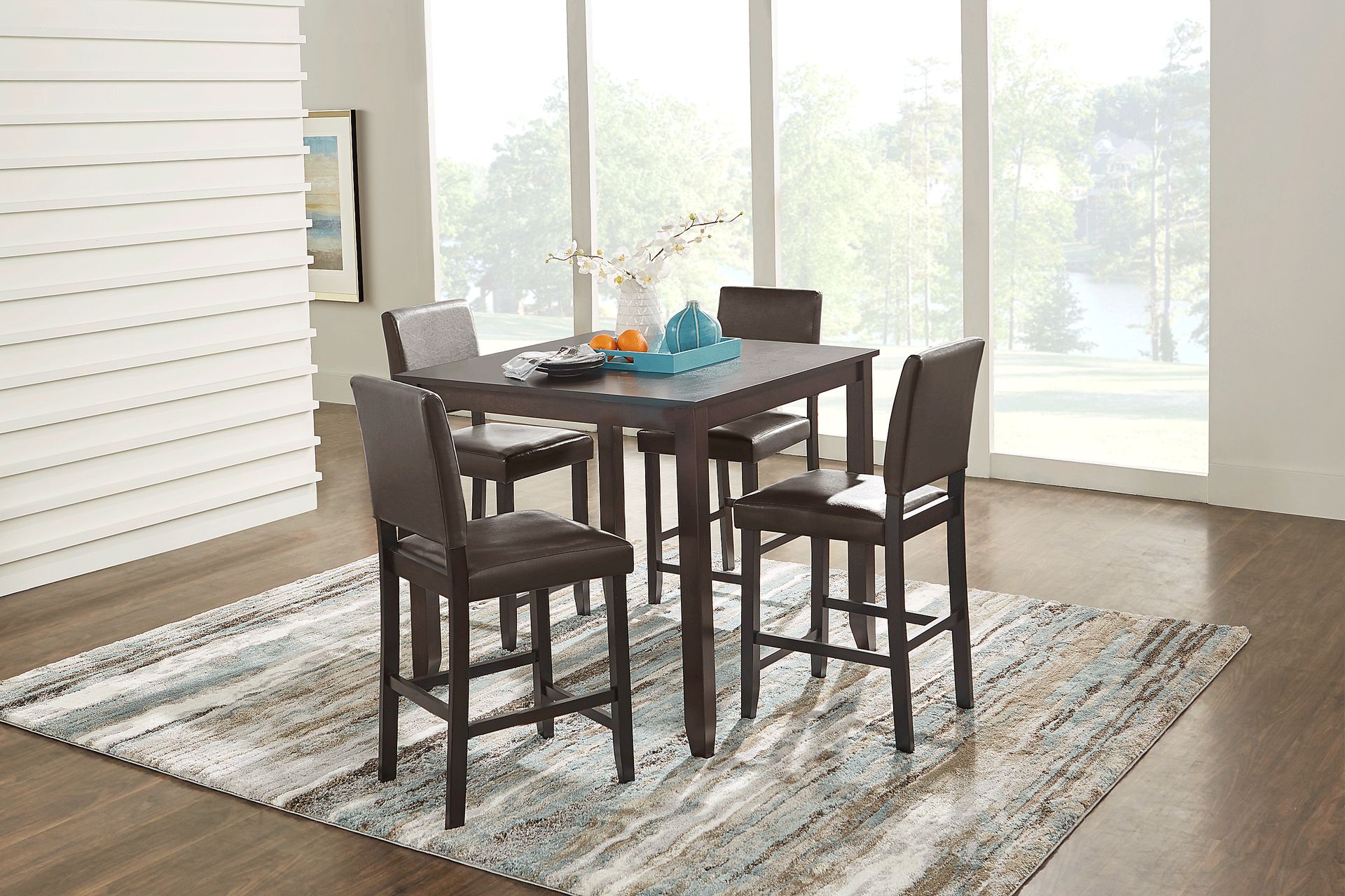 Sunset View Brown Cherry 3 Pc Counter Height Dining Set with Brown Stools - Image 1