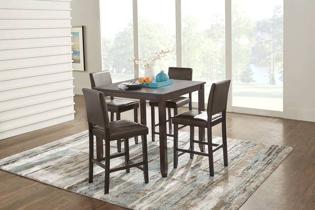 Sunset View Espresso 5 Pc Counter Height Dining Set with Brown Stools - Thumbnail - Image 1