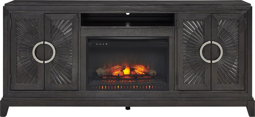 Sunside Way Black 82 in. Console with Electric Log Fireplace
