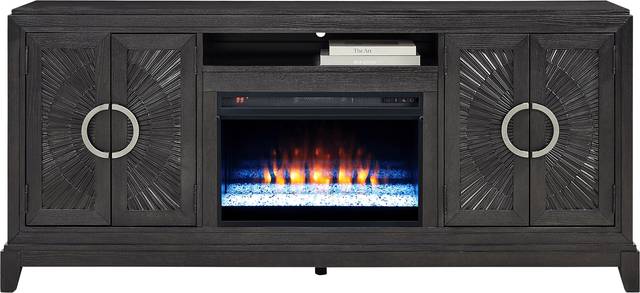 Sunside Way Black 82 in. Console with Electric Fireplace - Thumbnail - Image 2