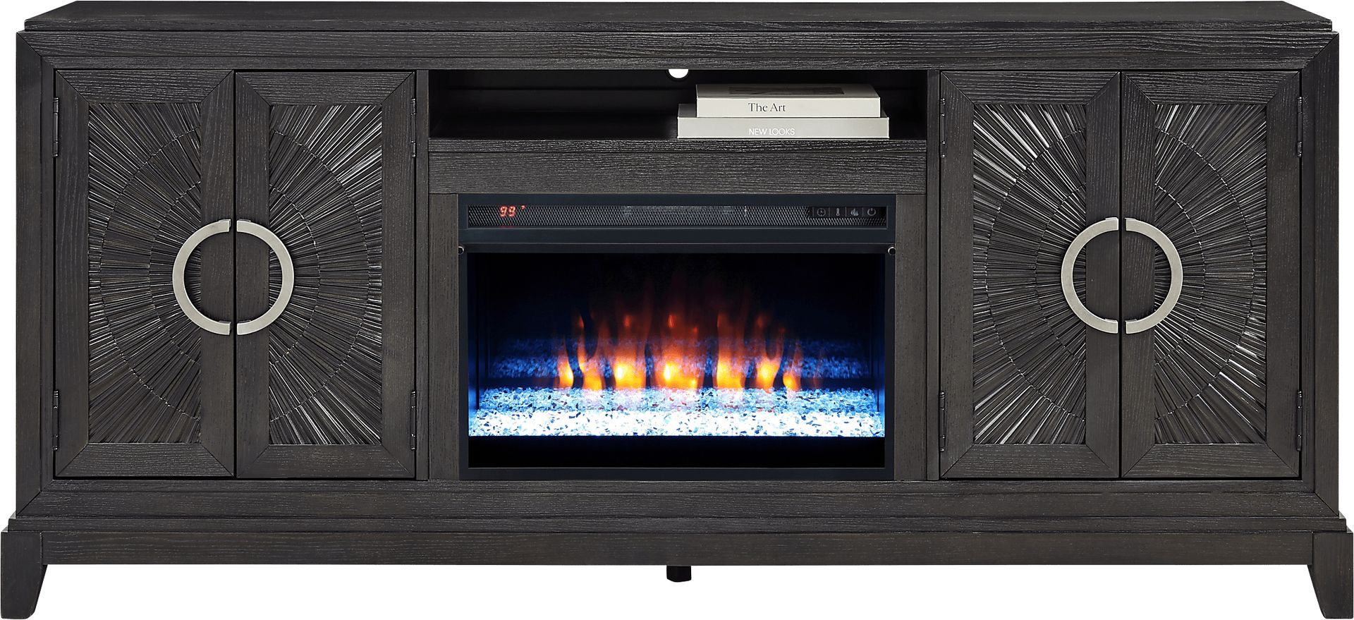 Sunside Way Black 82 in. Console with Electric Fireplace - Image 2
