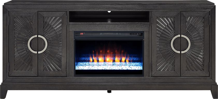 Sunside Way Black 82 in. Console with Electric Fireplace
