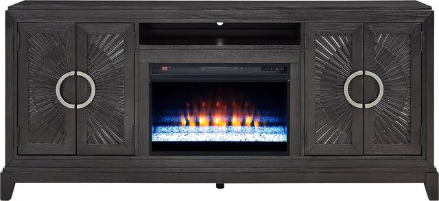 Sunside Way Black 82 in. Console with Electric Fireplace - Thumbnail - Image 1