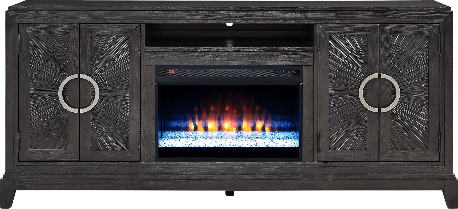 Sunside Way Black 82 in. Console with Electric Fireplace - Image 1