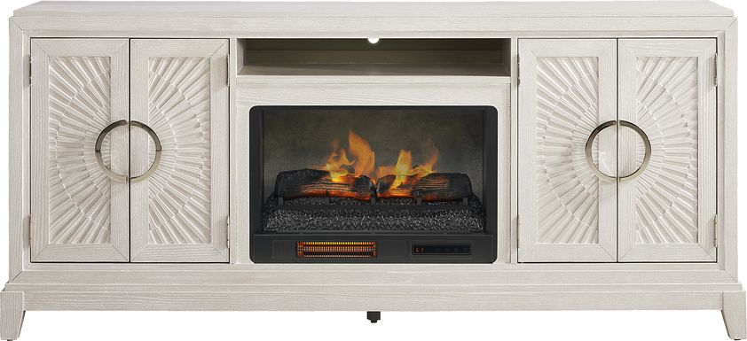 Sunside Way Sand 82 in. Console with Electric Log Fireplace