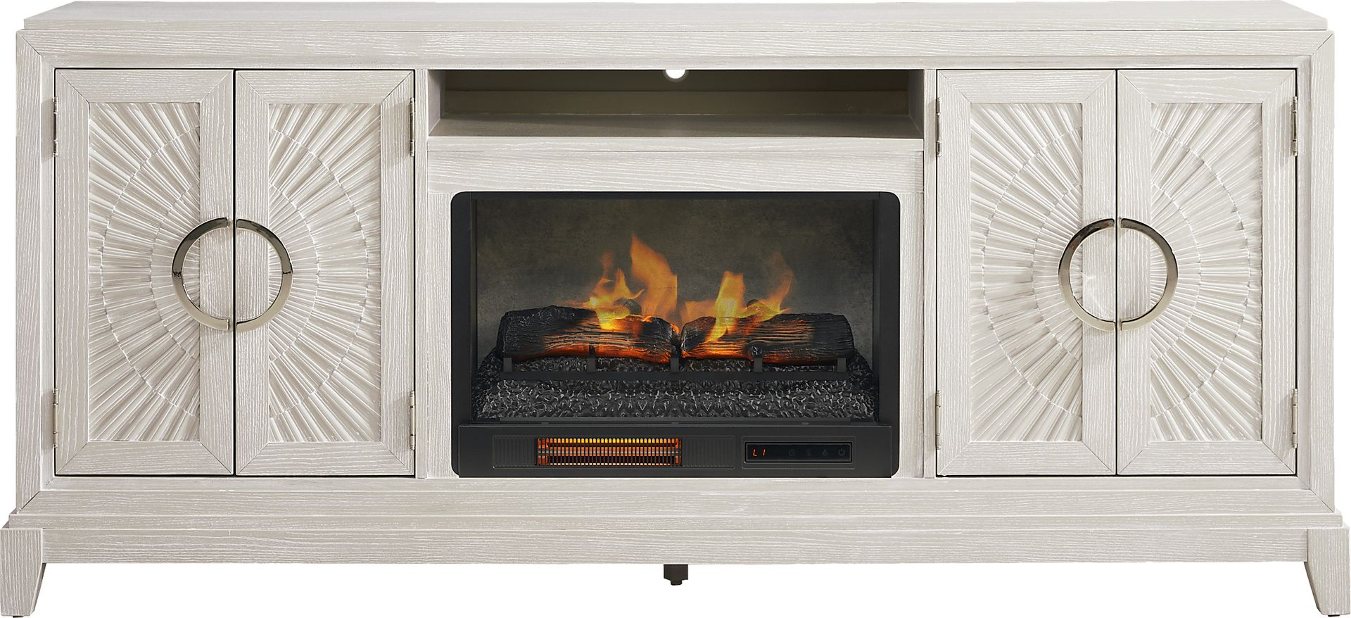 Sunside Way Sand 82 in. Console with Electric Log Fireplace - Image 1