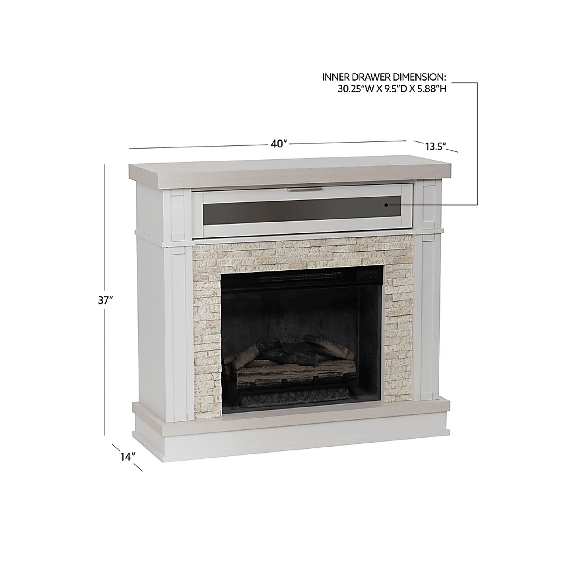 Suntos White 40 in. Console with Electric Fireplace - Image 6