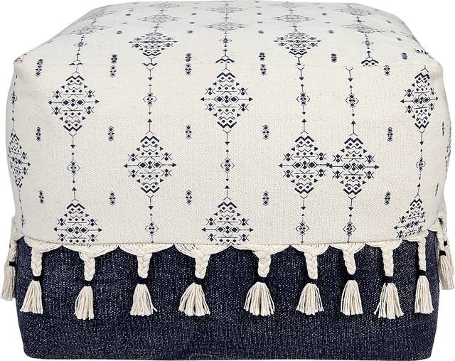 Sunwood White/Navy Pouf - Thumbnail - Image 4