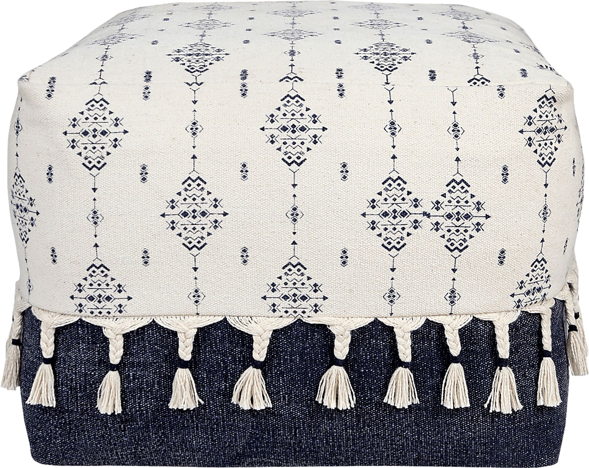 Sunwood White/Navy Pouf - Image 4