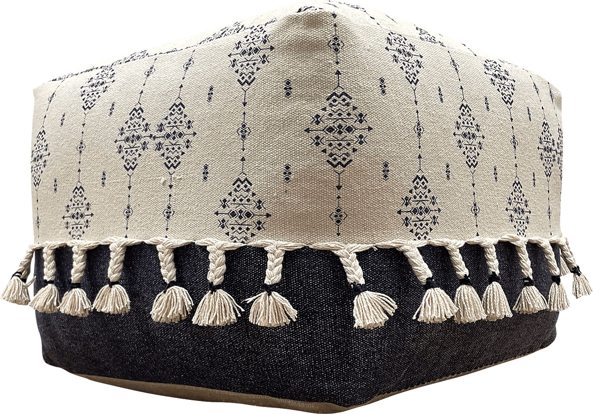 Sunwood White/Navy Pouf - Image 6