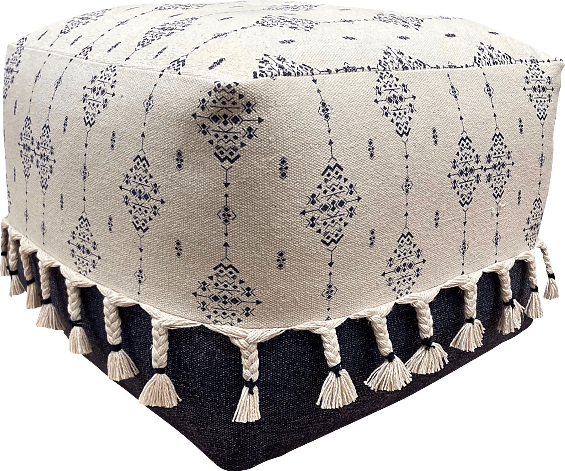 Sunwood White/Navy Pouf - Image 1