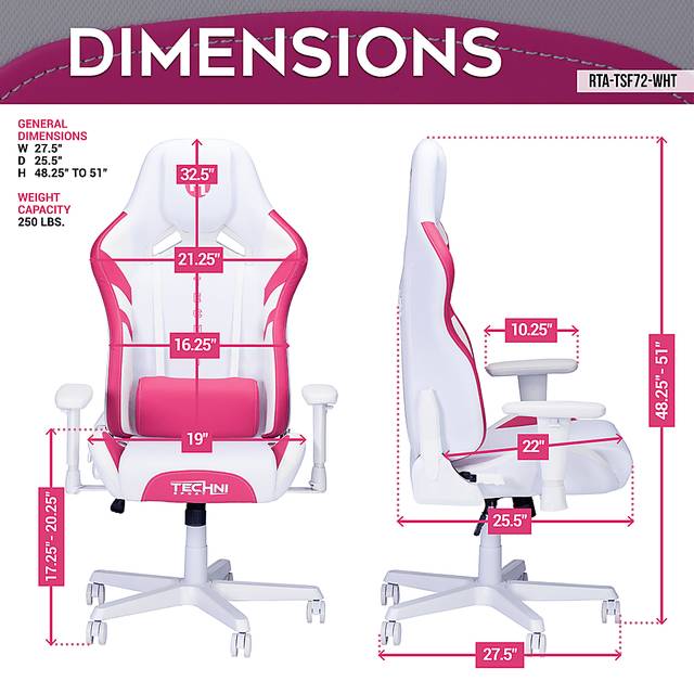 Suolin Pink/White Gaming Chair - Thumbnail - Image 4