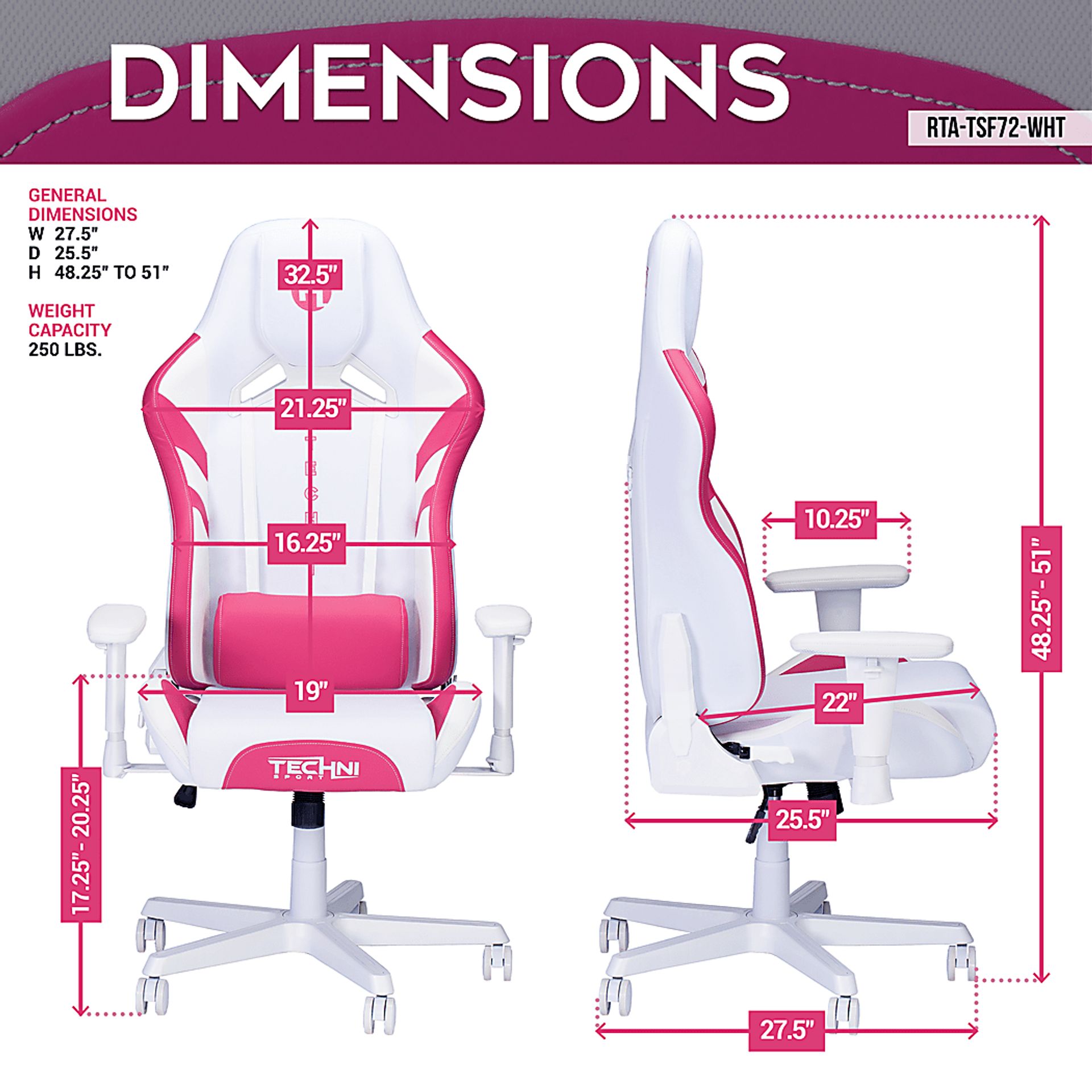 Suolin Pink/White Gaming Chair - Image 4