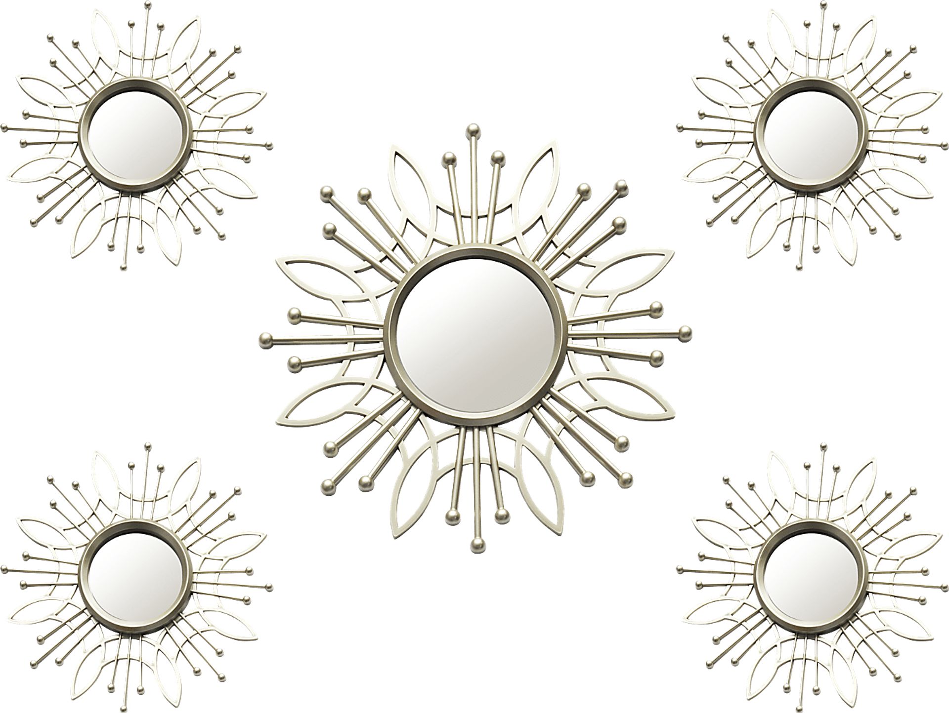 Super Burst Champagne Mirrors Set of 5 - Image 1