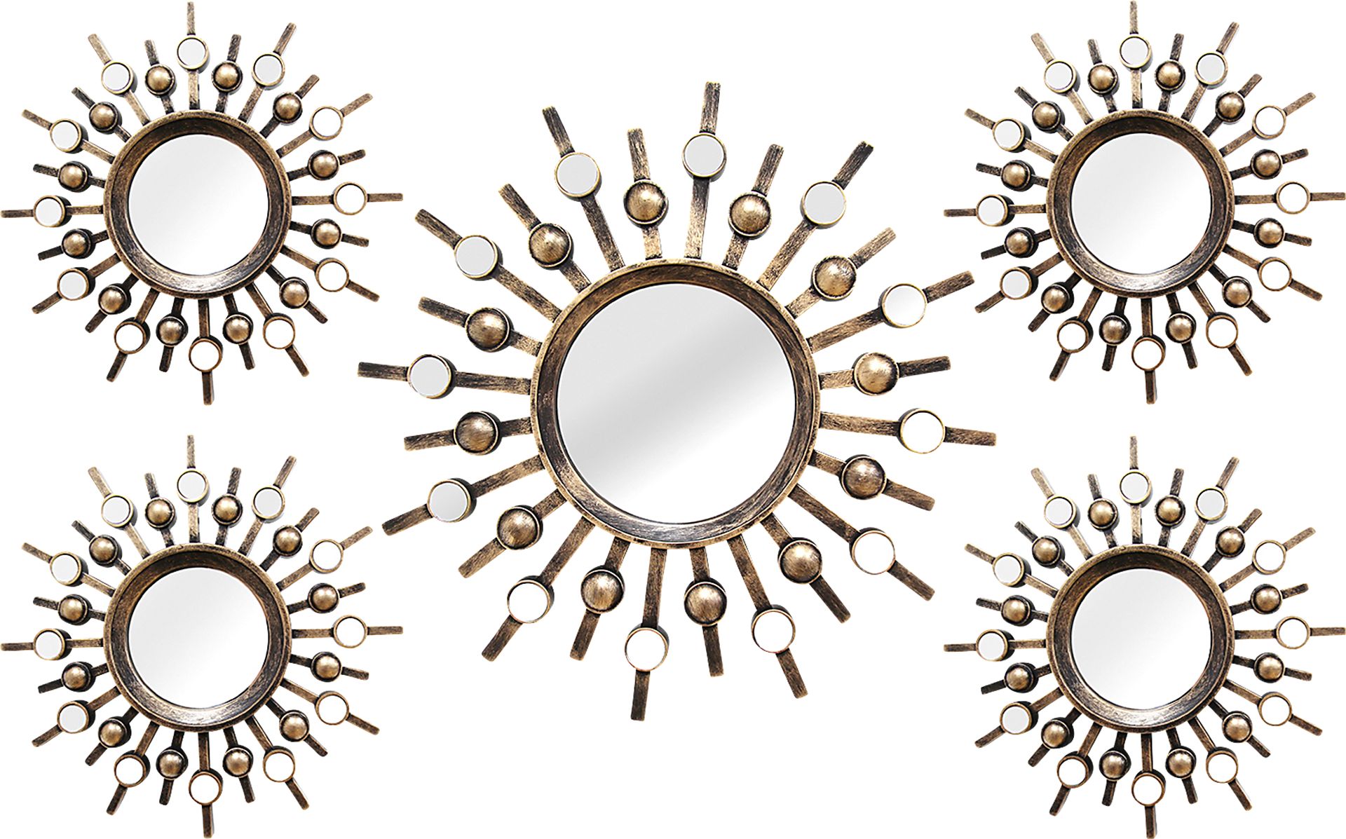 Super Burst Gold Mirrors Set of 5 - Image 1