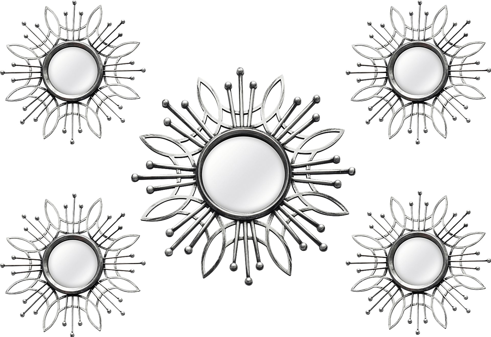 Super Burst Silver Mirrors Set of 5 - Image 1