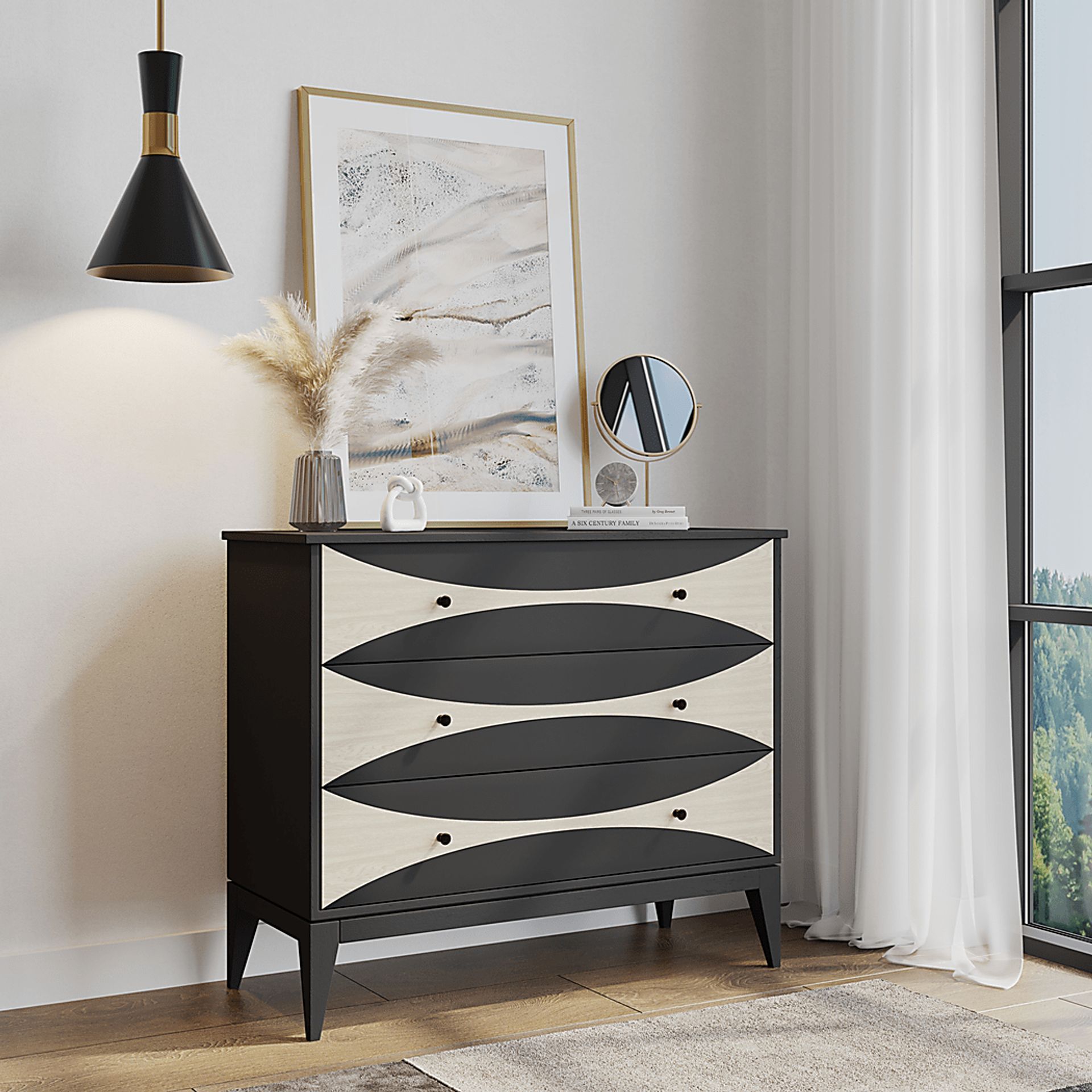Surelan Black 3 Drawer Accent Cabinet - Image 2