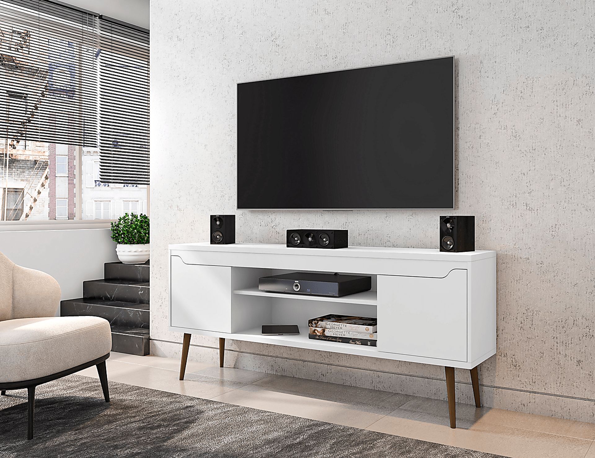 Surlin White 63 in. Console - Image 9