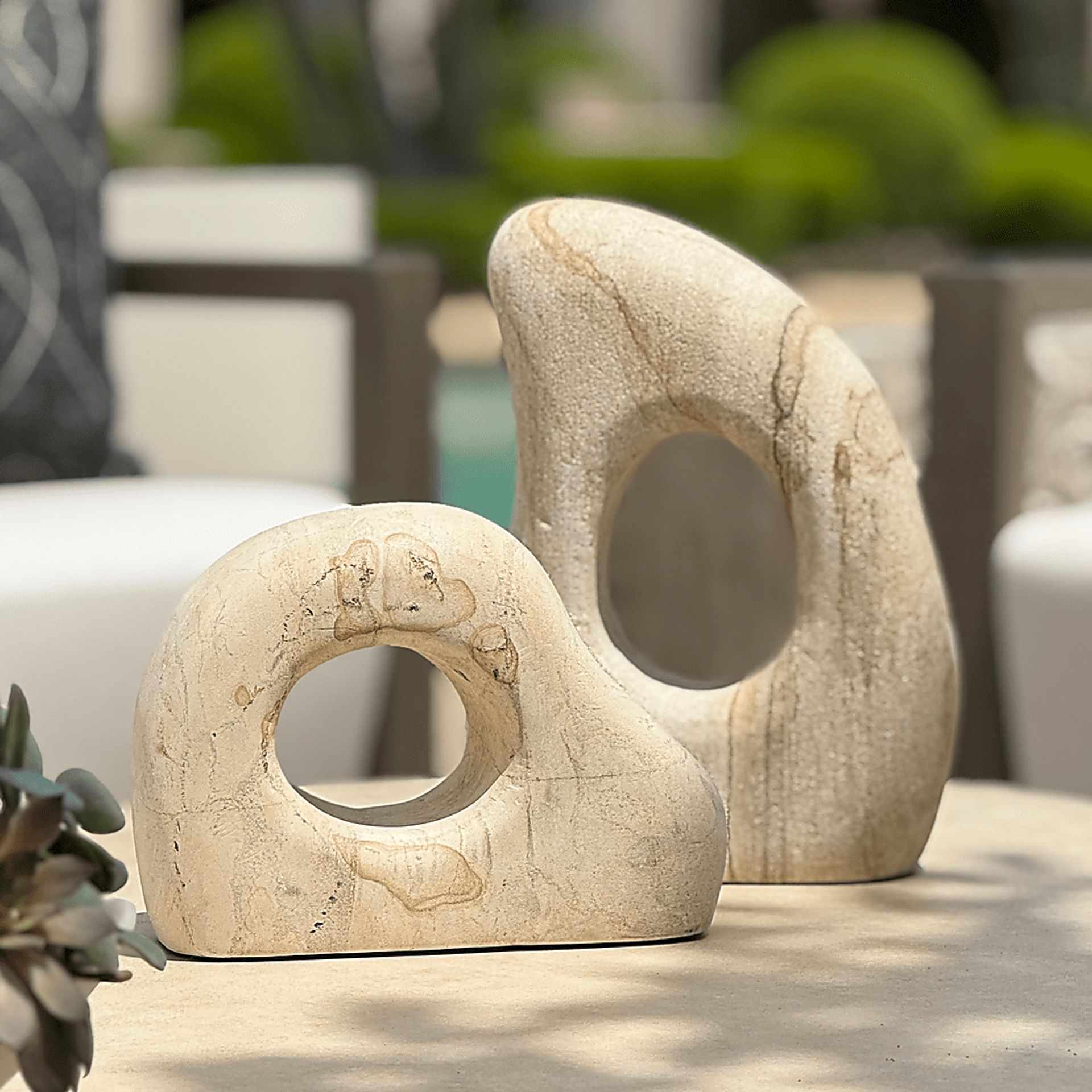 Surnill White Indoor/Outdoor Sculpture, Set of 2 - Image 2