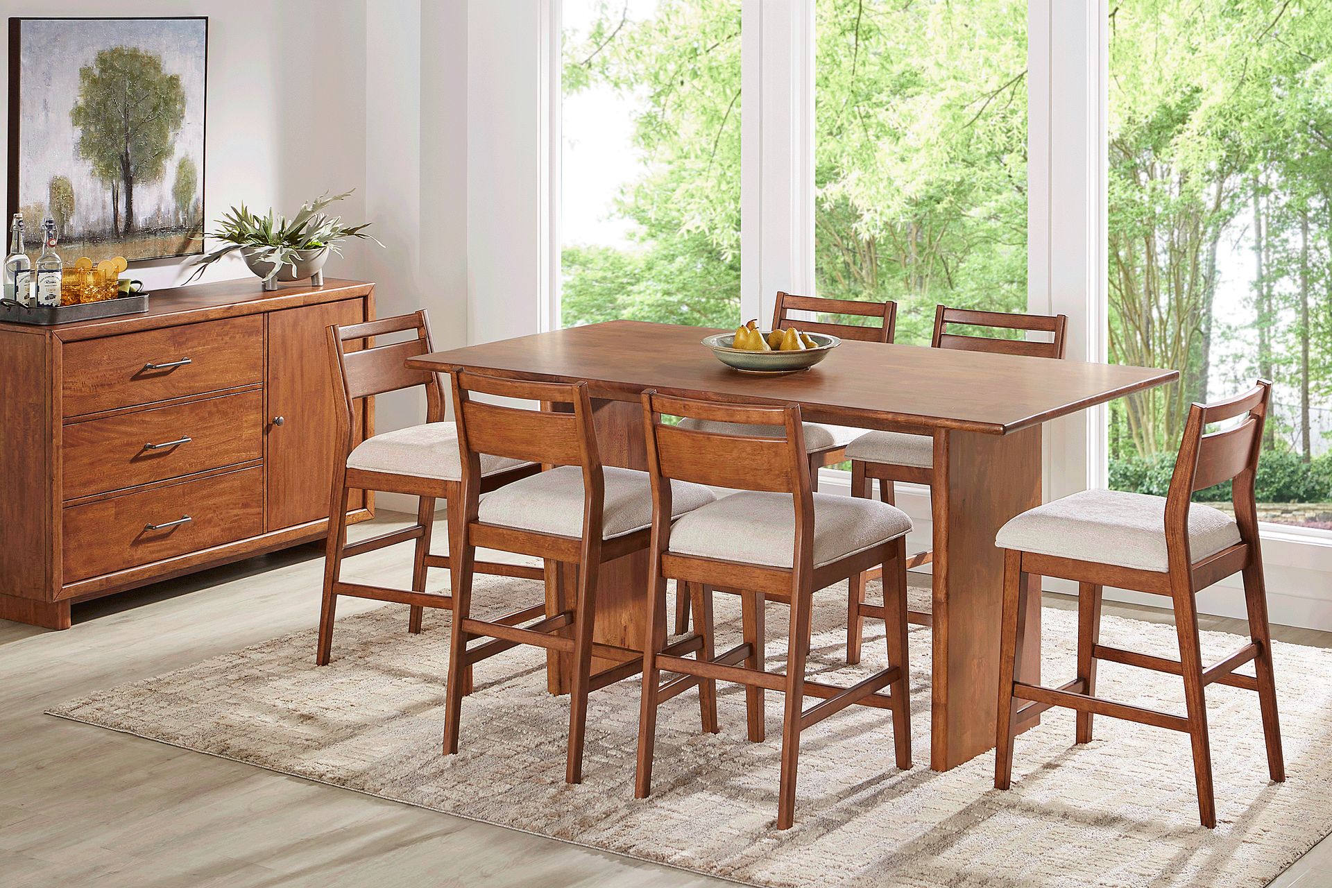 Surrey Ellis Brown 5 Pc Counter Height Dining Room with Panel Back Chairs - Image 1