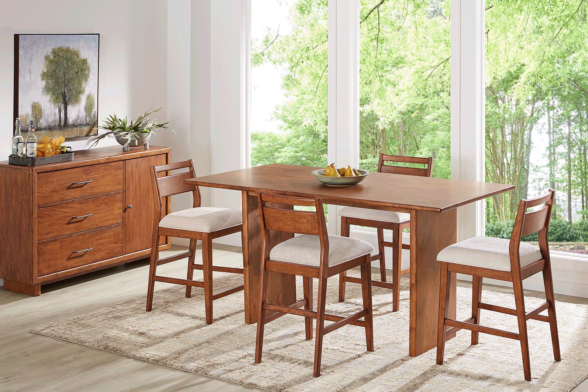 Surrey Ellis Brown 5 Pc Counter Height Dining Room with Panel Back Chairs - Image 1