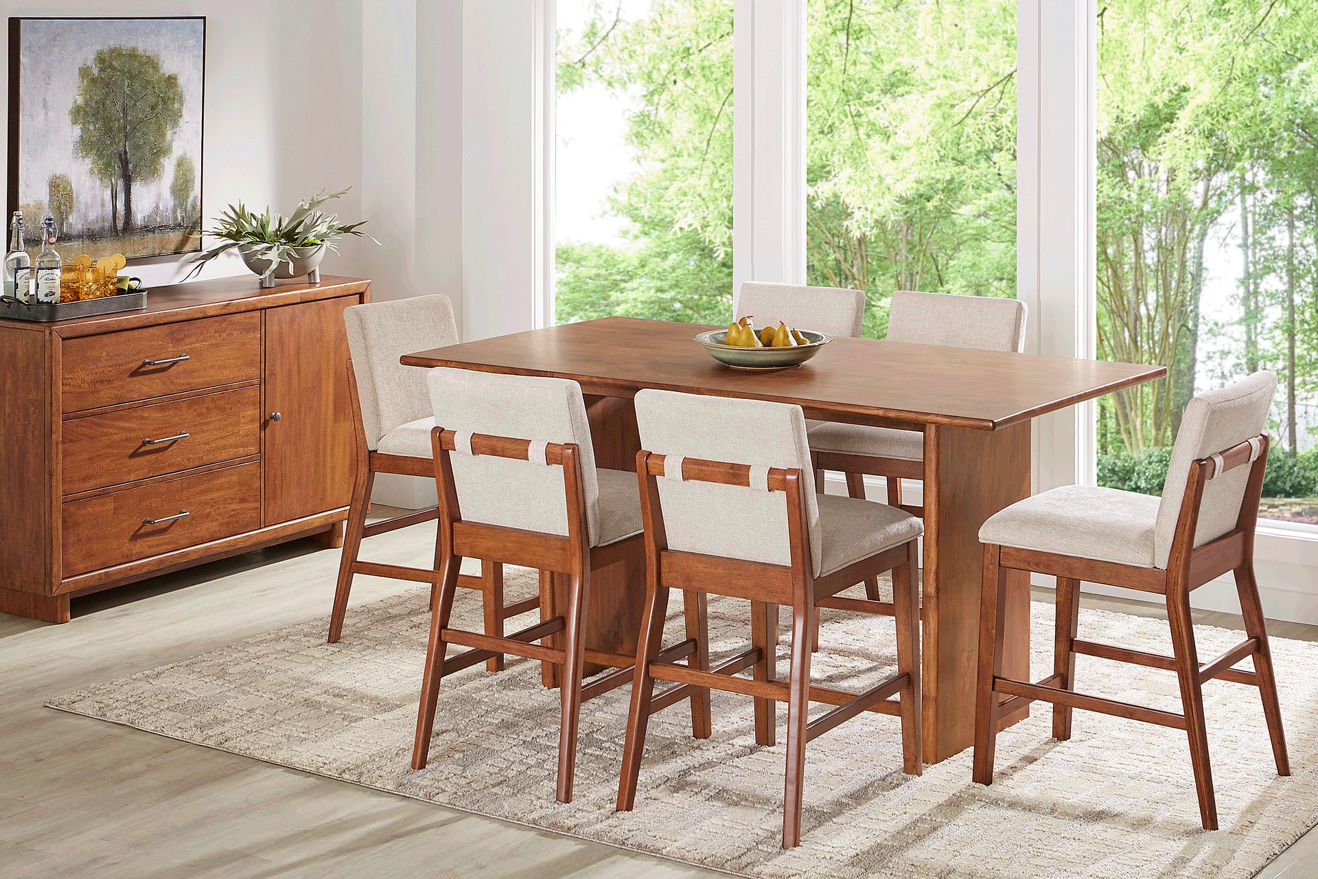 Surrey Ellis Brown 5 Pc Counter Height Dining Room with Upholstered Chairs - Image 1