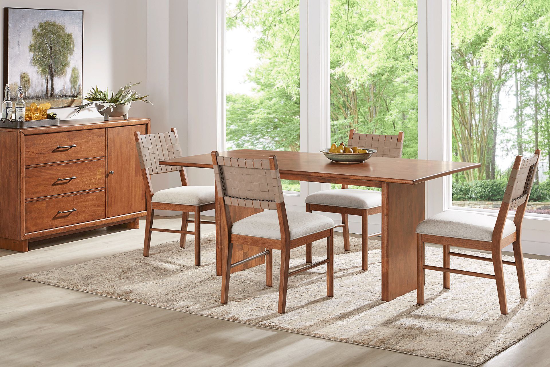 Surrey Ellis Brown 5 Pc Dining Room with Strap Back Chairs - Image 1