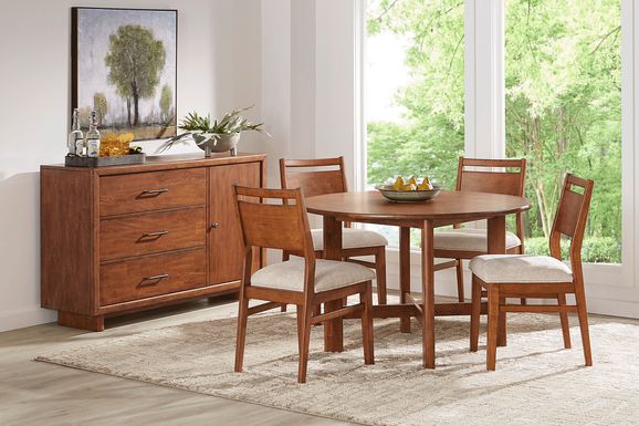 Surrey Ellis Brown 5 Pc Round Dining Room with Panel Back Chairs