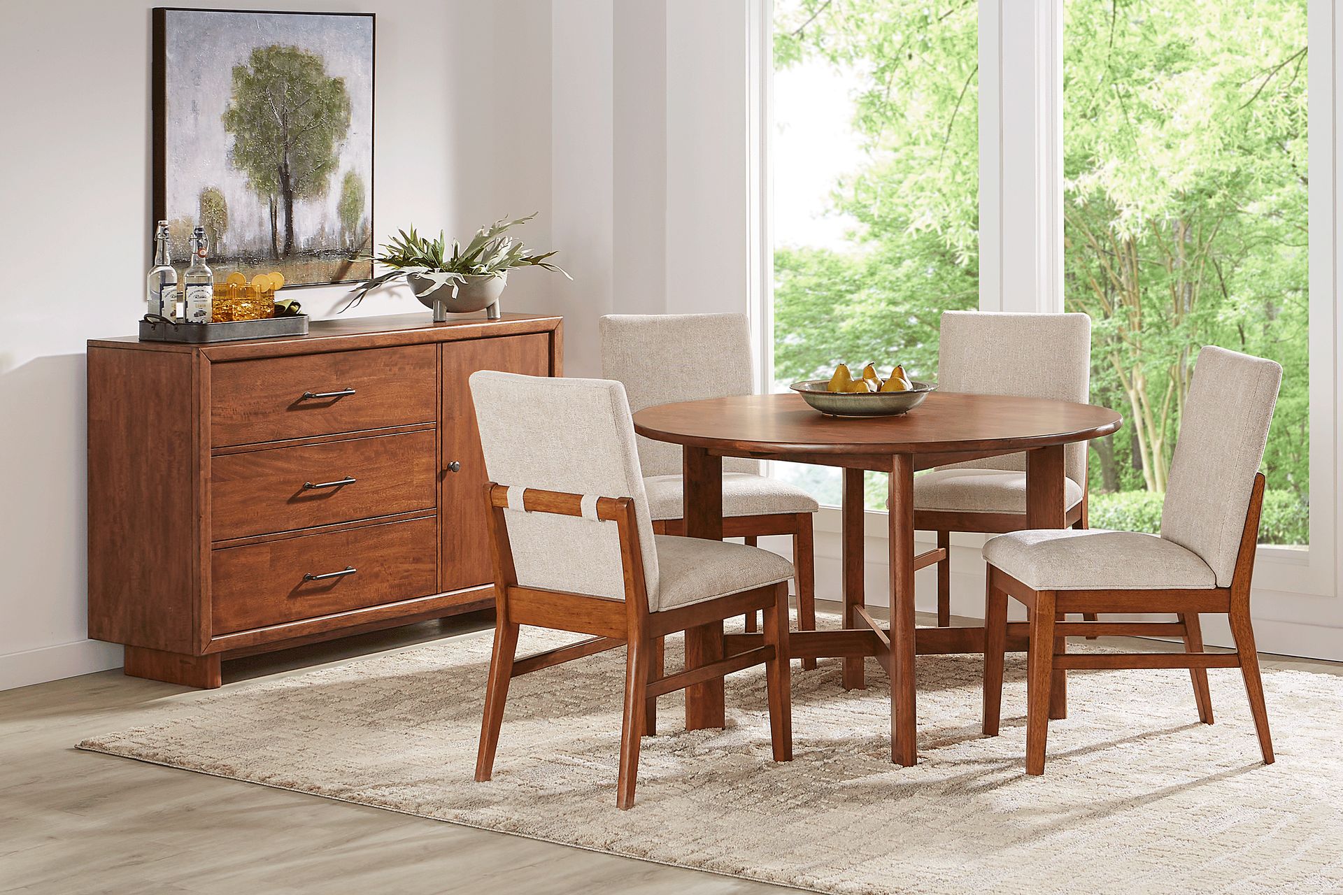 Surrey Ellis Brown 5 Pc Round Dining Room with Upholstered Chairs - Image 1