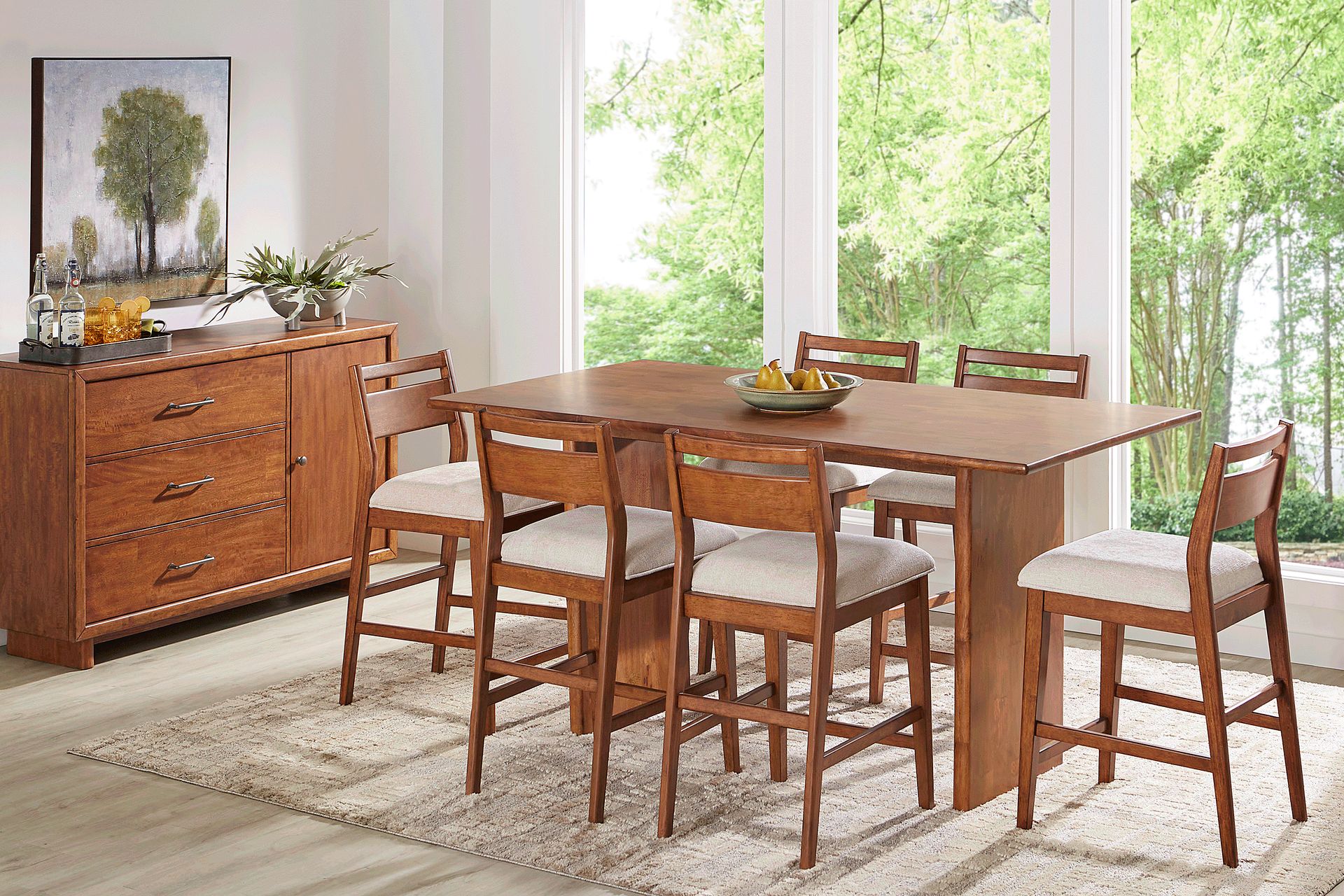 Surrey Ellis Brown 7 Pc Counter Height Dining Room with Panel Back Stools - Image 1