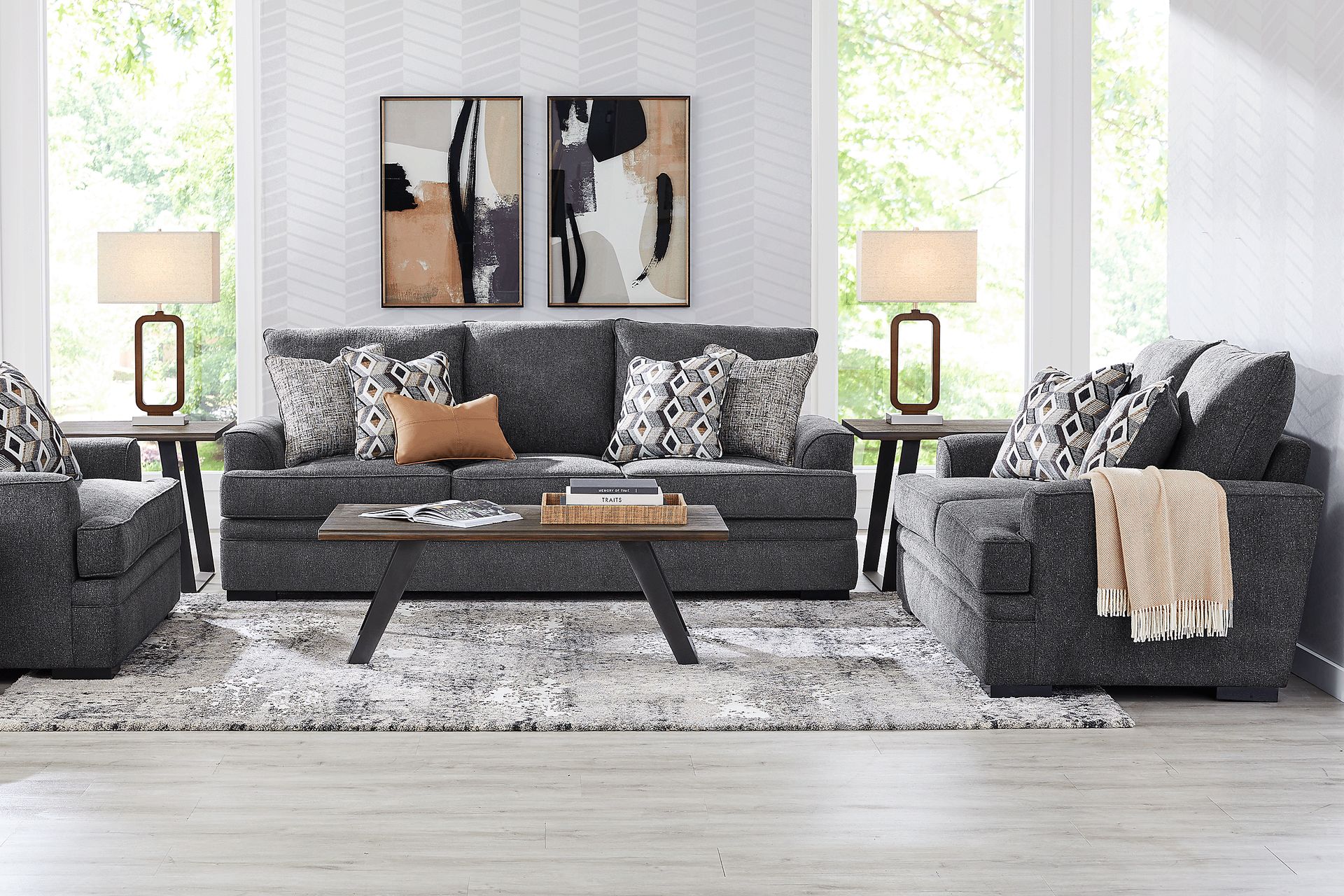 Surrey Hills Black 7 Pc Queen Sleeper Living Room - Image 1