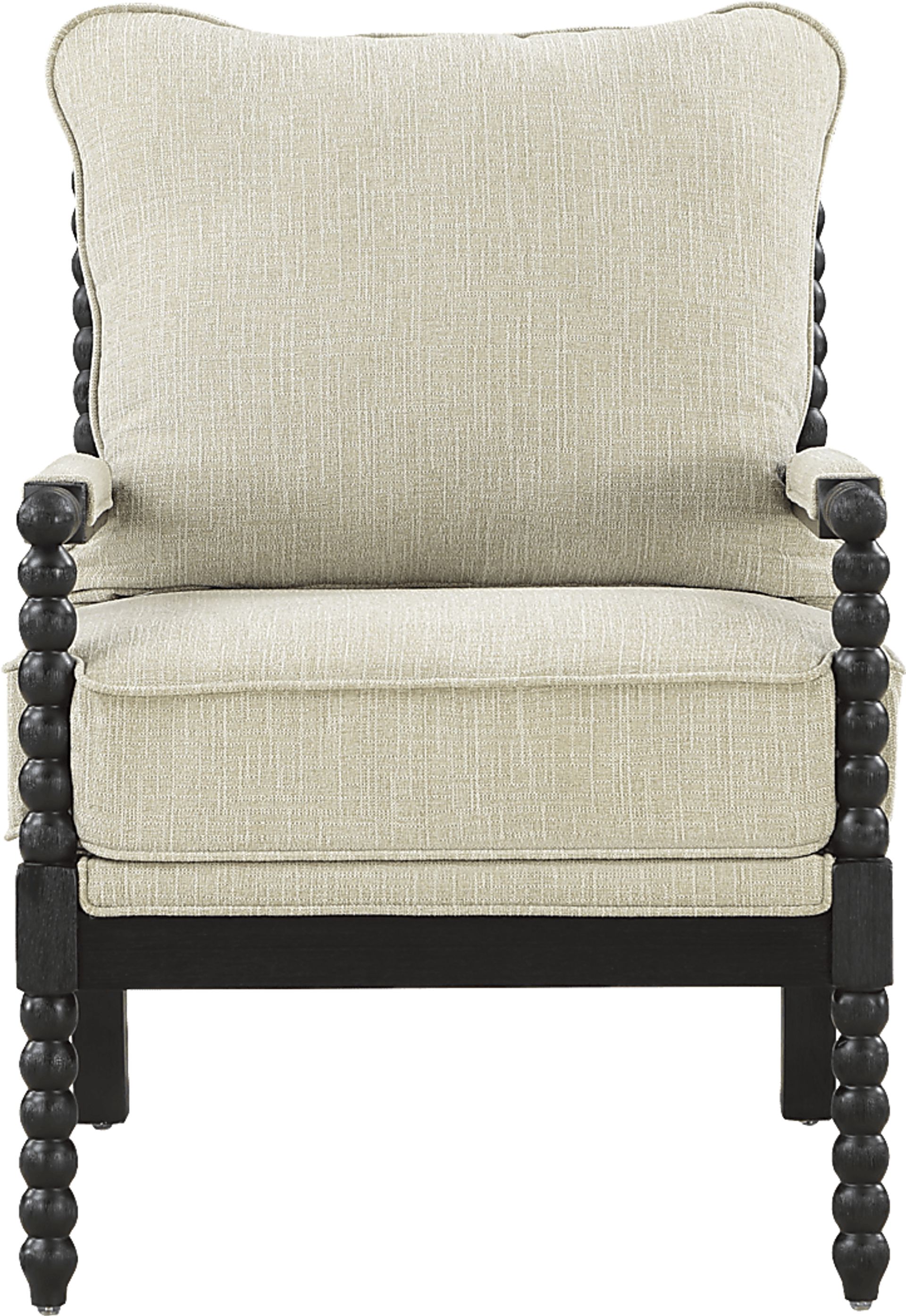 Susanna Black Accent Chair with Beige Cushions - Image 2