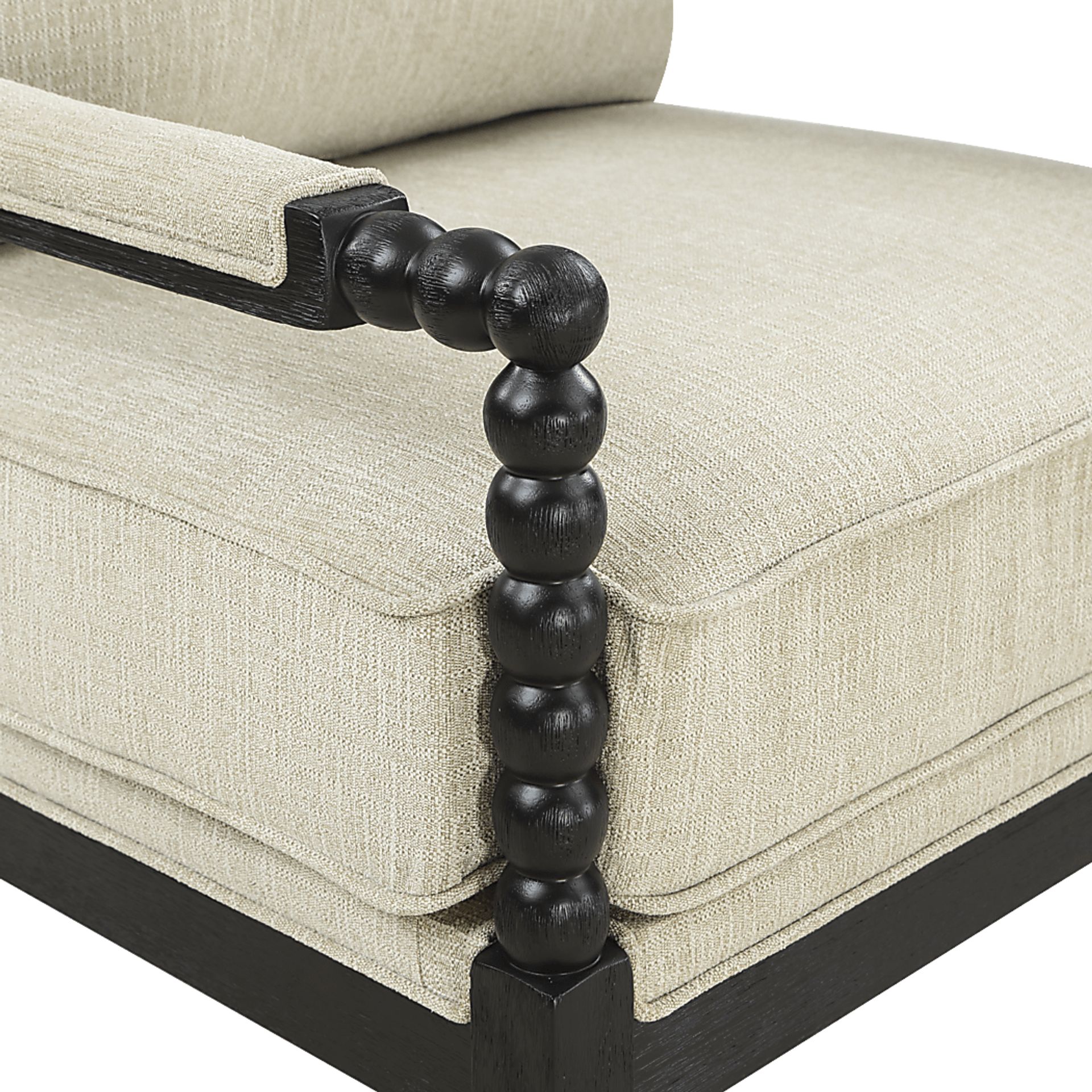 Susanna Black Accent Chair with Beige Cushions - Image 3