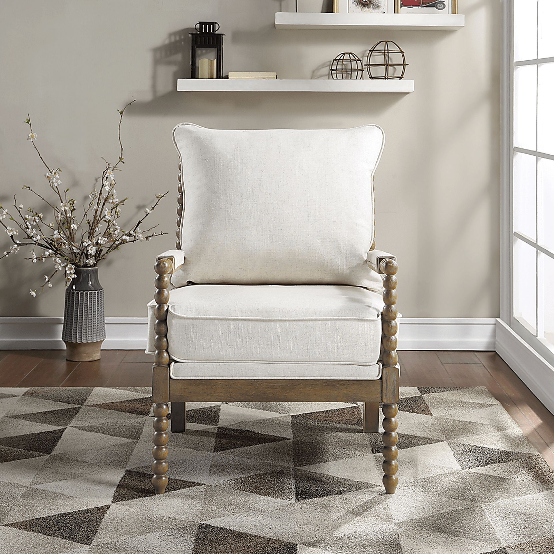Susanna Brown Accent Chair with Beige Cushions - Image 5