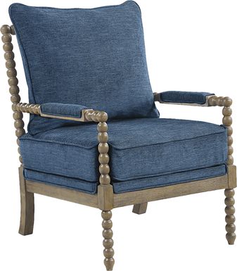Susanna Brown Accent Chair with Navy Cushions