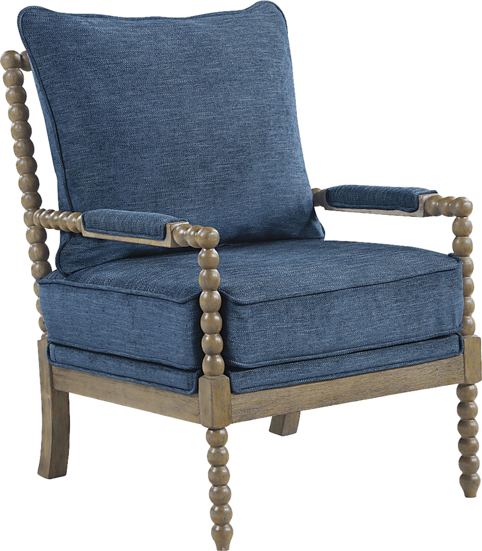 Susanna Brown Accent Chair with Navy Cushions - Image 1