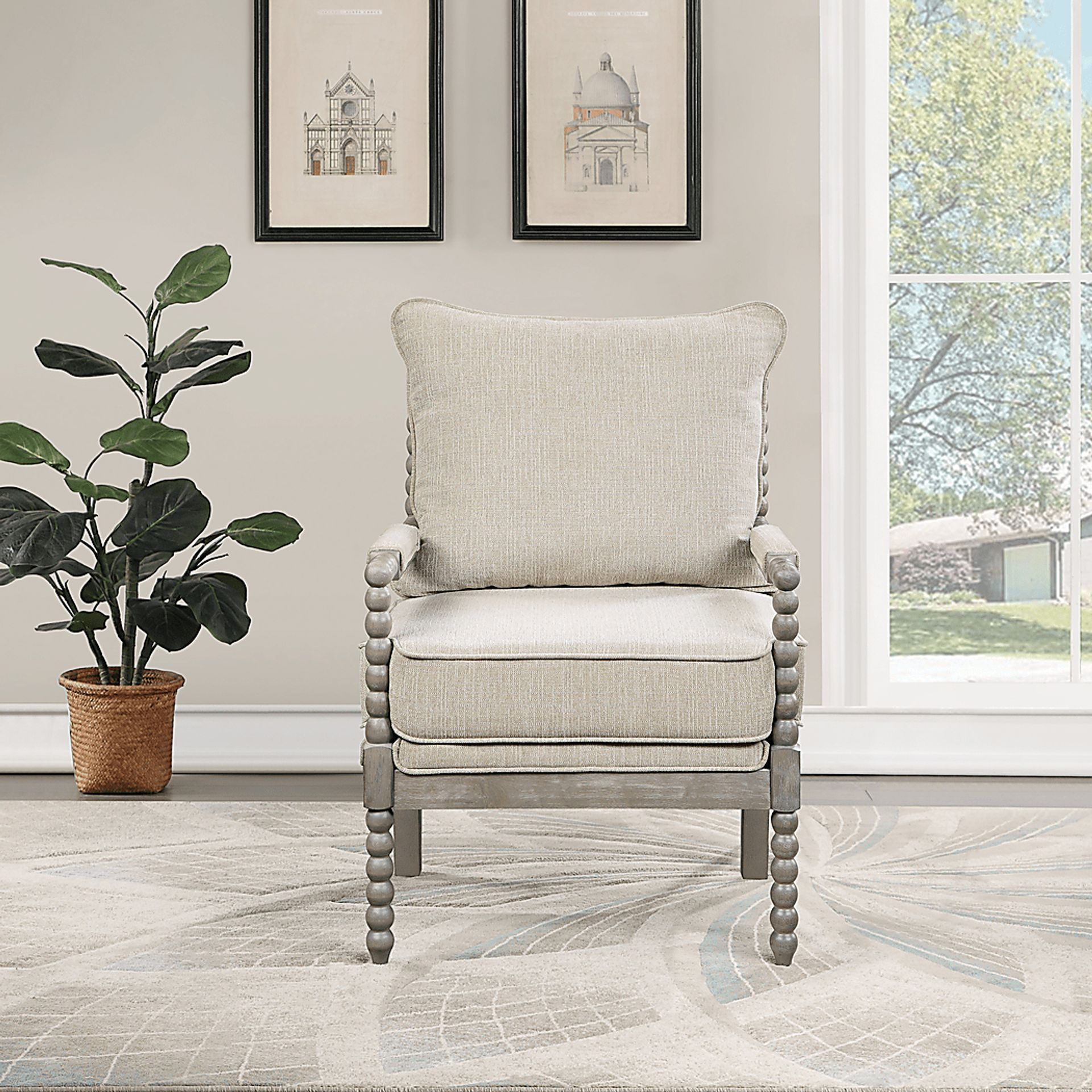 Susanna Gray Accent Chair with Beige Cushions - Image 5
