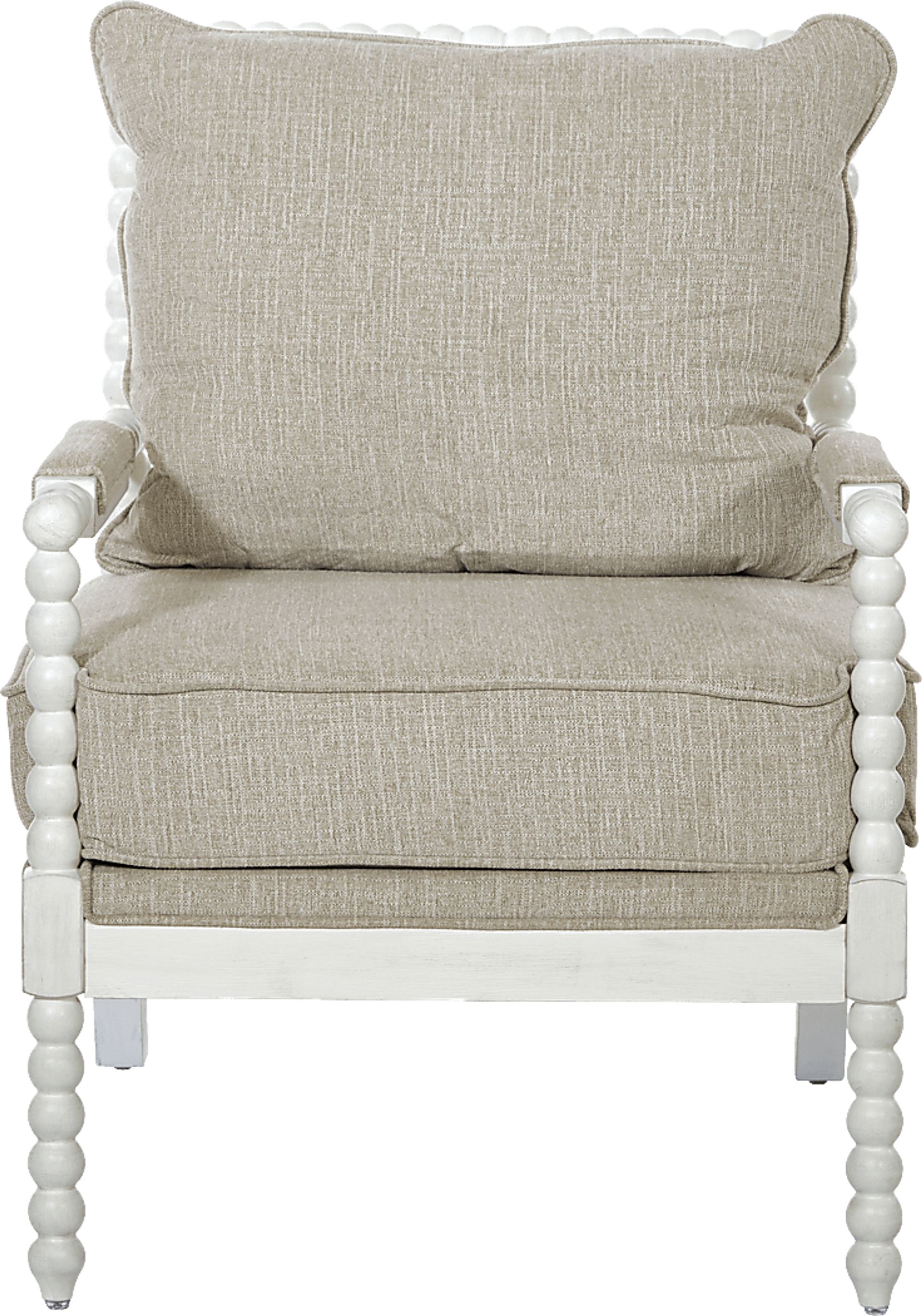Susanna White Accent Chair with Beige Cushions - Image 2