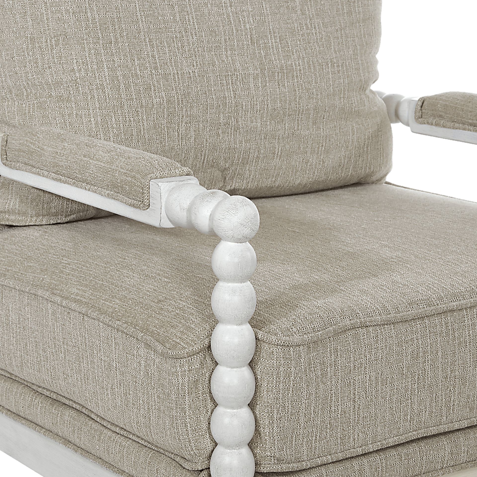 Susanna White Accent Chair with Beige Cushions - Image 3