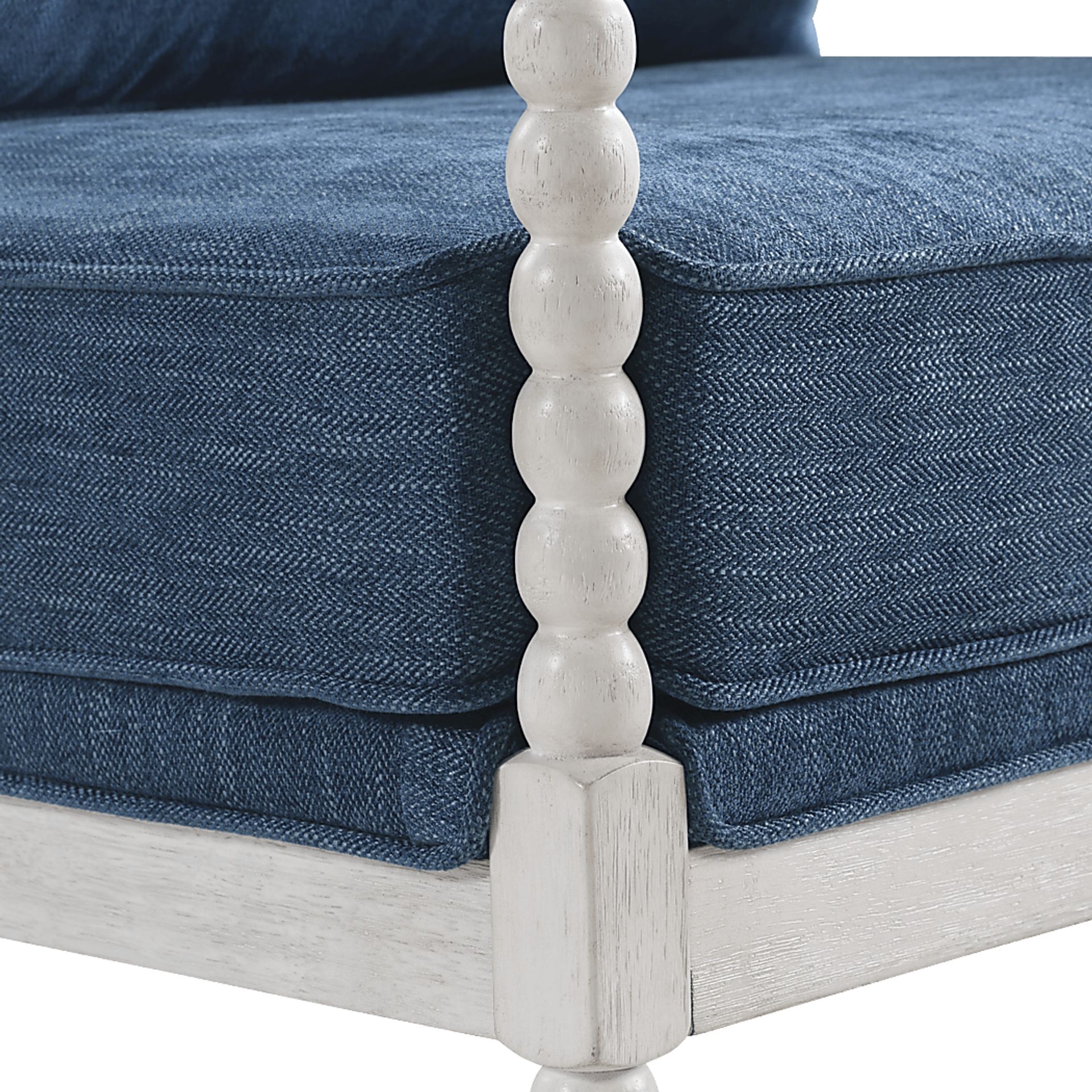 Susanna White Accent Chair with Navy Cushions - Image 3