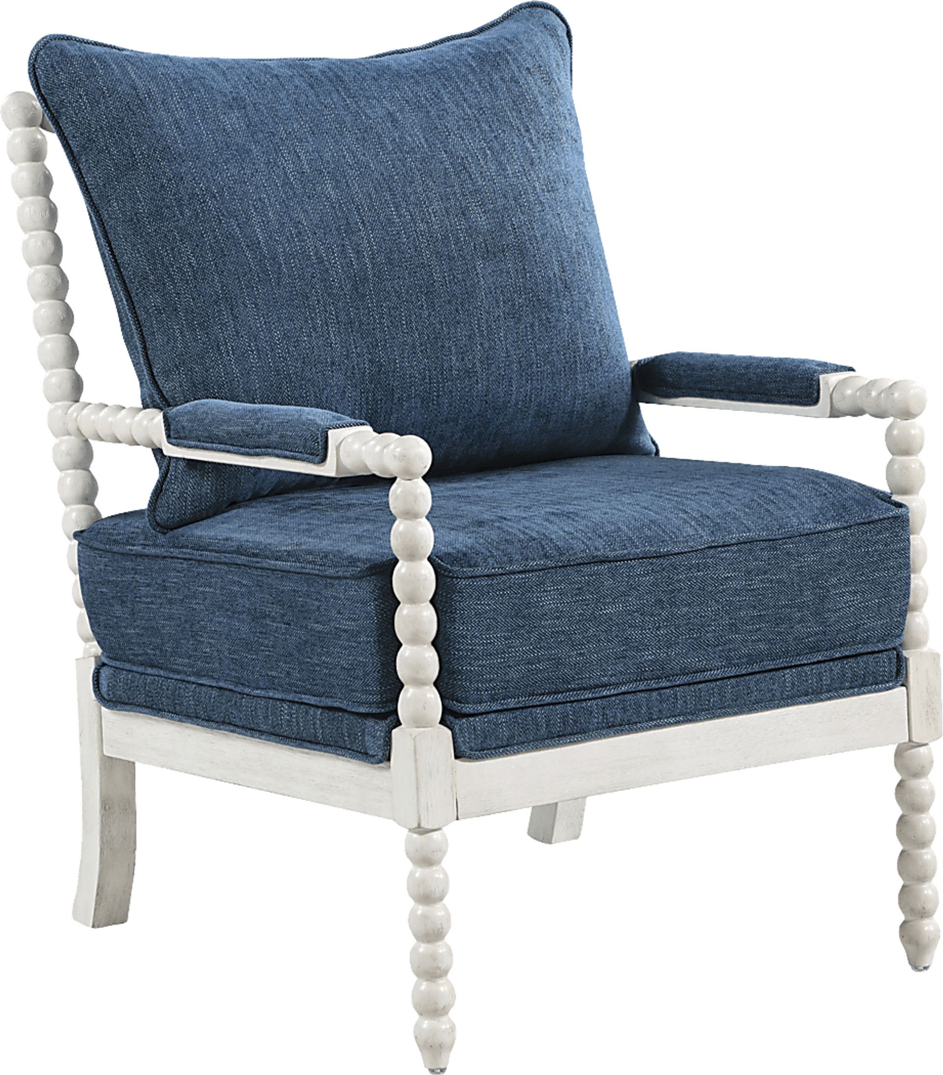 Susanna White Accent Chair with Navy Cushions - Image 1