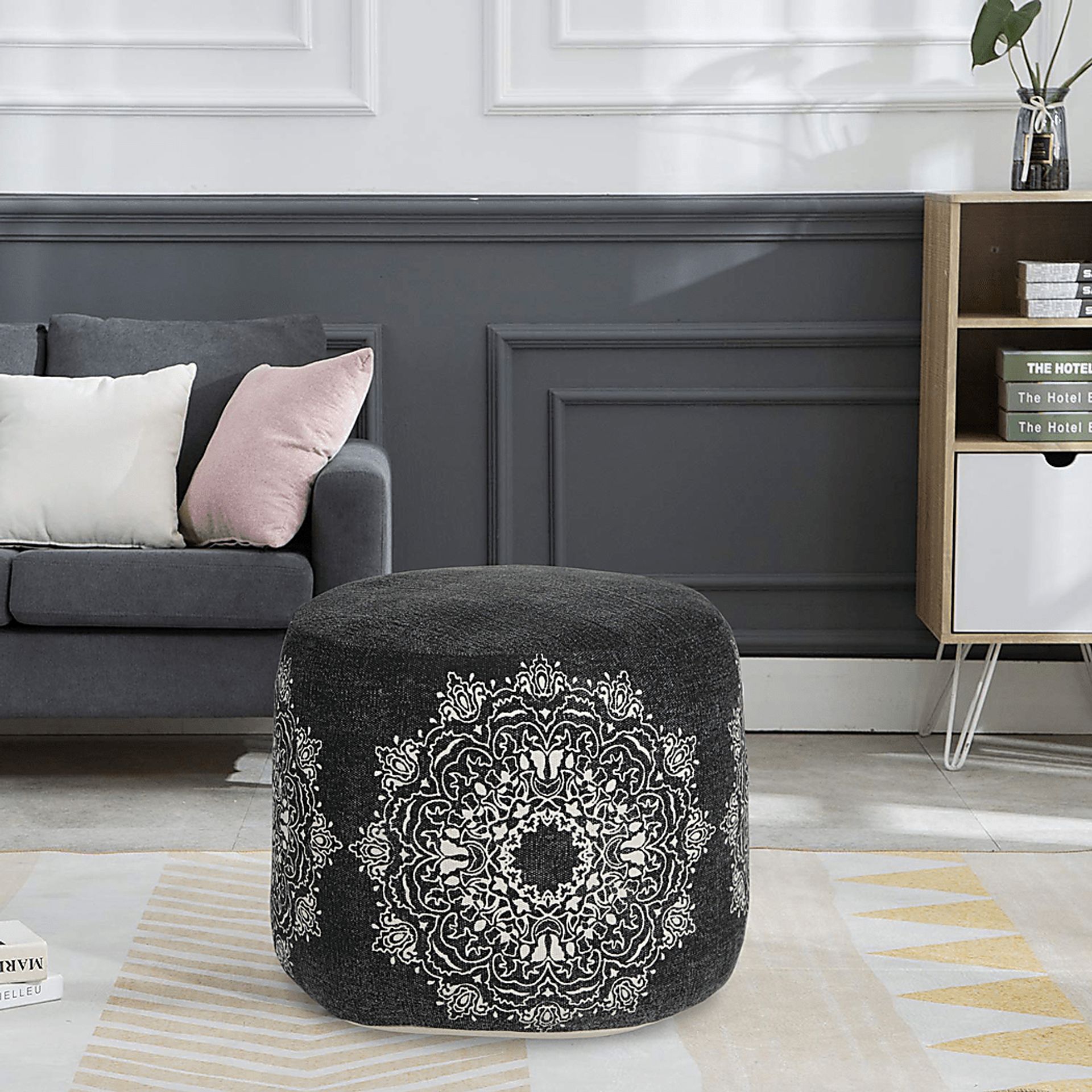 Susara Black/White Pouf - Image 2